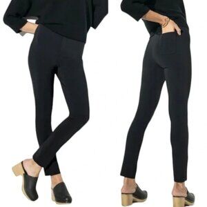 NEW NWOT! THE RESET R LABEL SLIM STRETCH PANT ANKLE CUT MID RISE BLACK Size S